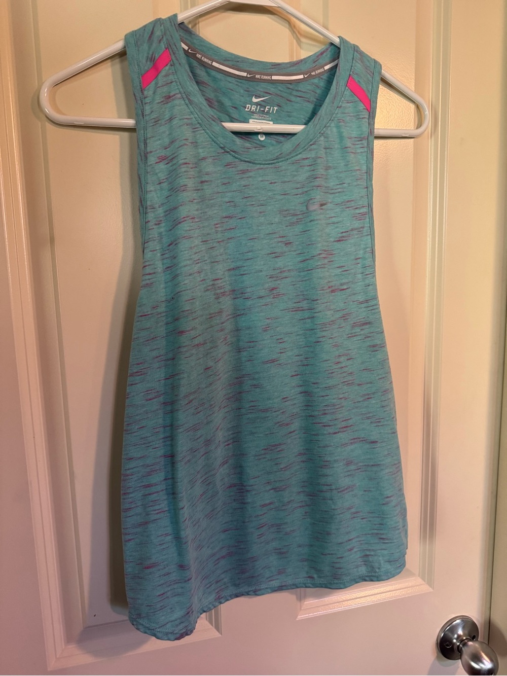 Nike Teal Space-Dye Dri-FIT Tank with Pink Shoulder Accents